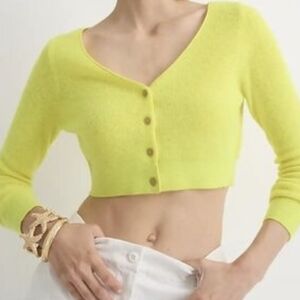 J. Crew Cashmere Yellow Cropped Cardigan XS